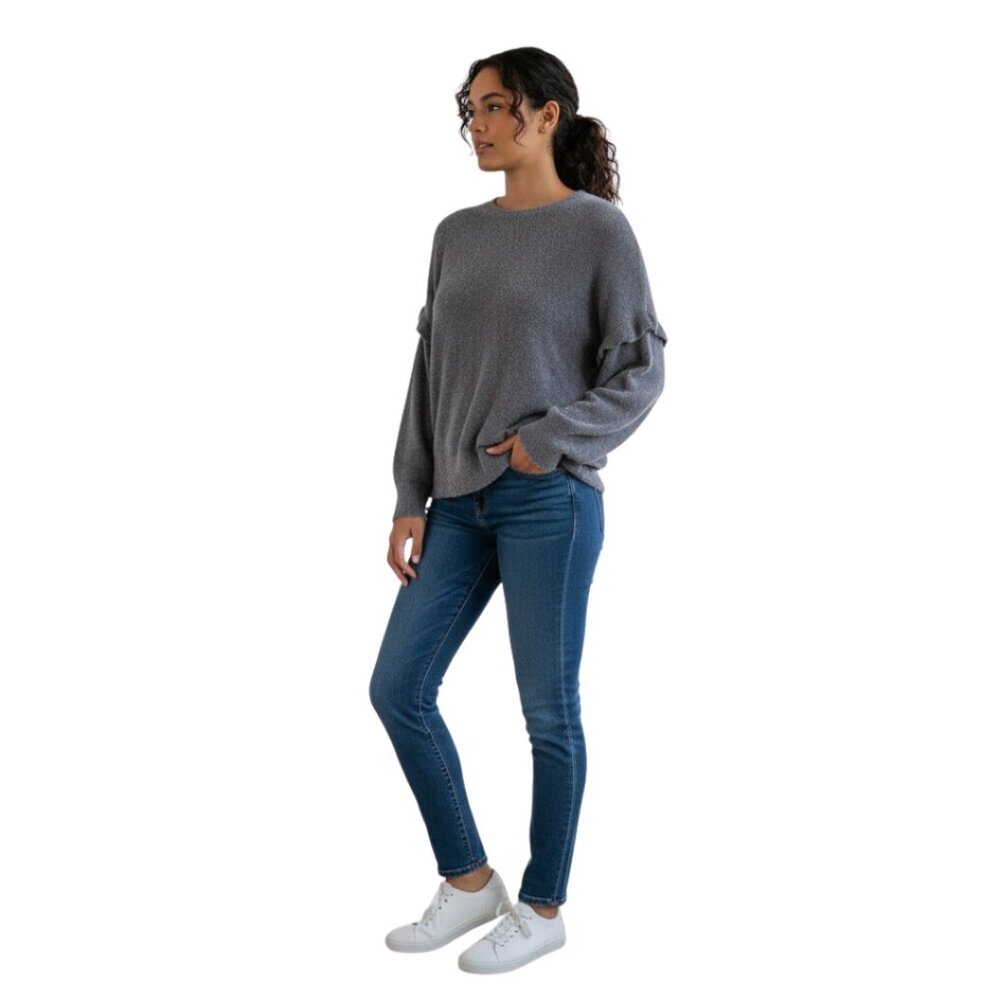 NWT Hello Nite Charcoal Fuzzy‎ Knit Sweater Soft Cozy Pullover – Size S/M